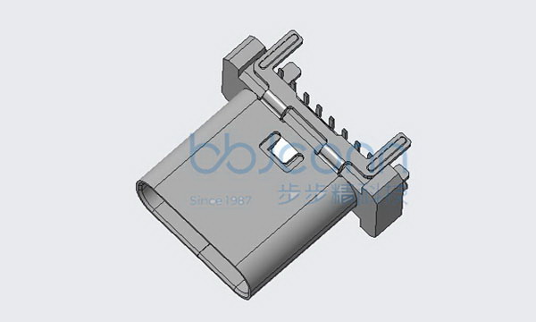 TYPE-C 16PIN母座 直立式 SMT 四脚插带柱 H=10