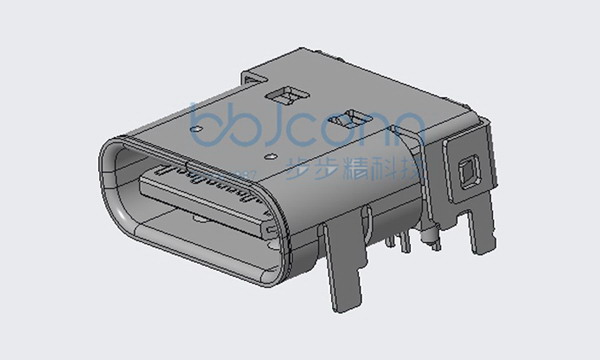 TYPE-C 24PIN 母座 板上 L=8.65 CH=1.80 双壳 脚长1.2