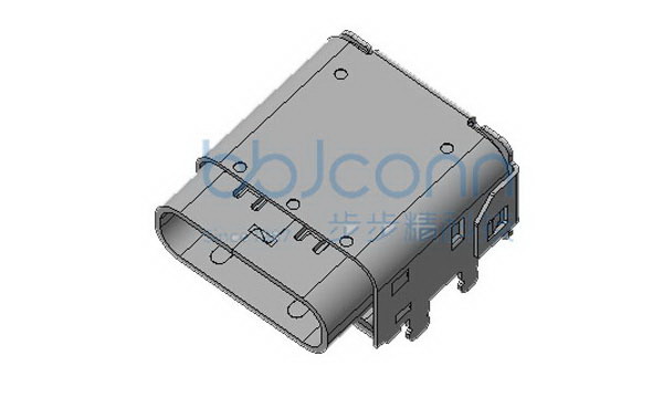 TYPE-C 24P 母座 板上型 L=11.10 垫高1.77 CH3.40 （端子双排SMT）双外壳 外壳脚长1.40