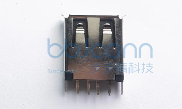 USB 2.0 母座 180度 H=15.0 卷边 直插 短直脚（端子磷铜） 铜壳 PBT黑胶 端子镀金3u 大电流3A（特殊款）