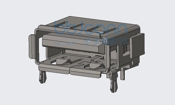 USB 2.0 AF 90度 短体 L=10.0 H=6.8 前俩脚插后插 卷边 PBT白胶 铁壳