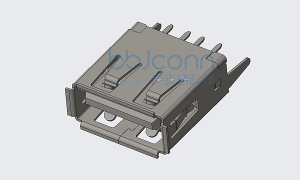 USB 2.0 AF 180度 H=13.7 直脚 卷边 PBT白胶 铁壳