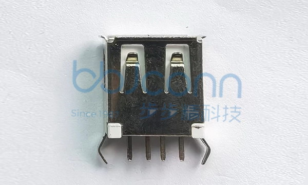 USB 2.0 AF 180度 H=13.7 卷边 弯脚 PBT白胶 铁壳