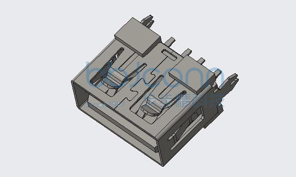 USB 2.0 AF 180度 直插 H=10.0 平口 PBT白胶 铁壳