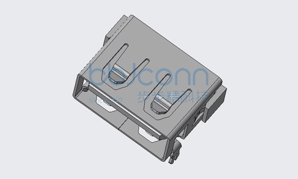 USB 2.0AF 90度短体L=10.0前俩脚插H=6.50 平口铜壳PBT白胶