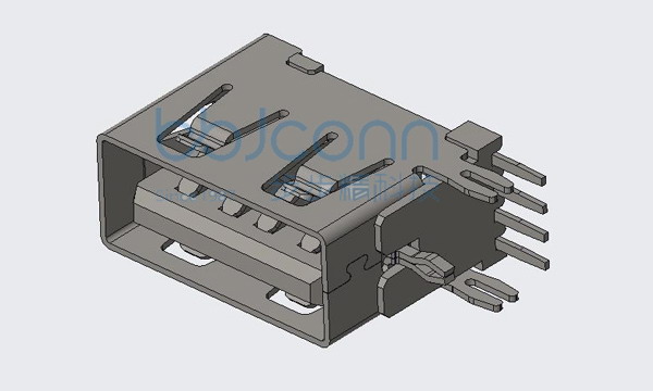 USB 2.0 AF 2.0侧插L=10.0磷铜壳磷端子平口LCP本色胶芯