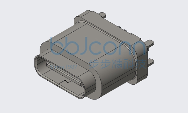 TYPE-C 16P 防水母座 180度 H=10.2 全插（DIP）IPX7 方形防水圈