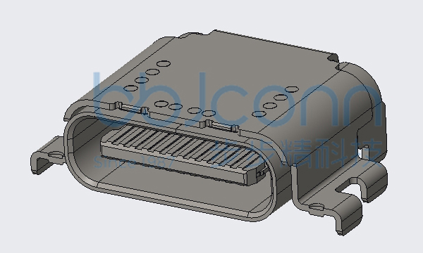 USB 4.0 TYPE-C 24P 母座 有后盖 双壳 六脚插 端子双排SMT 沉板0.23 L=8.21 CH=1.32 编带