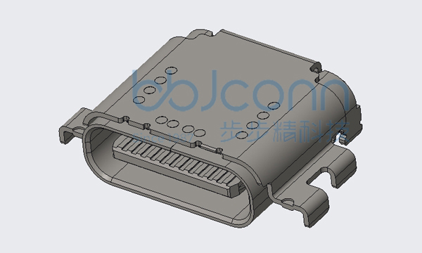 USB 4.0 TYPE-C 24P 母座 有后盖 双壳 六脚插 端子双排SMT 沉板1.08 L=8.21 CH=0.50 编带