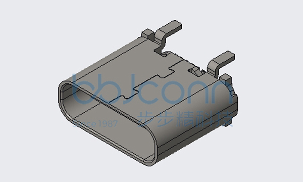 TYPE-C 16P 母座 直立式 四脚插 带柱 端子SMT H=7.40