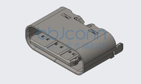 TYPE-C 6P 母座 直立式 两脚插 端子SMT H=5.0 舌片外漏0.75 加盖编带