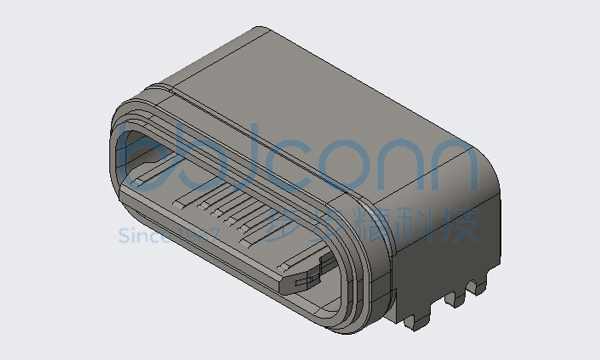 TYPE-C 16P 母座 L=6.5 板上型 半框 （WP 8）CH1.73 方形防水圈0.6mm厚未点胶 粉末冶金壳