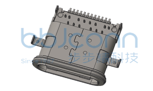 TYPE-C 24P 防水母座 四脚插 端子SMT+DIP 沉板1.40 L=9.65 CH=0.30 IPX7