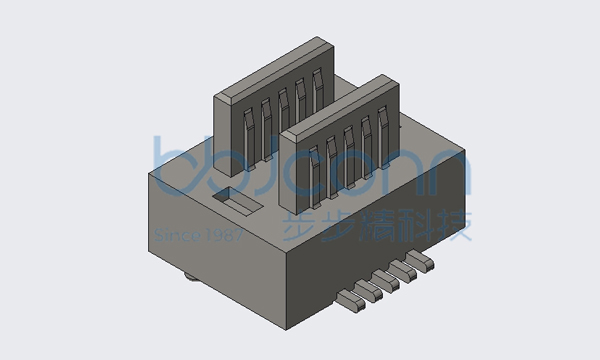 板对板连接器 公座 0.5-2x5P 双槽BTB PLUG 合高H=6.0 SMT 带柱