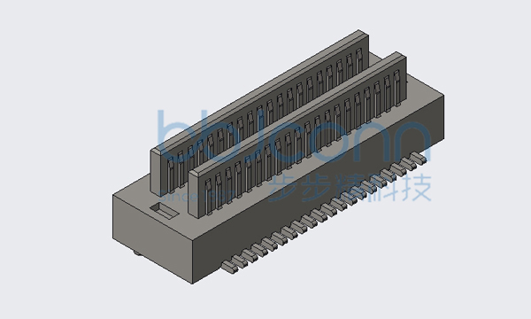 板对板连接器 公座 0.5-2x20P 双槽BTB PLUG 合高H=6.0 SMT 带柱