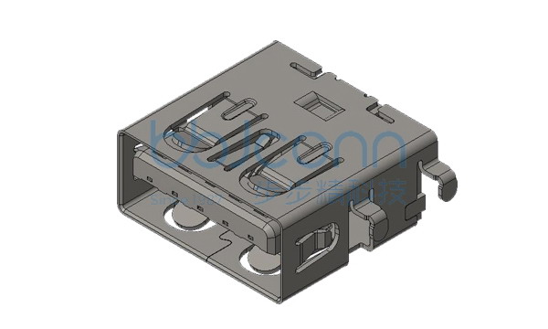 USB 3.1 A母 10Gbps 沉板3.61 SMT 四脚插 平口 不锈钢外壳 LCP蓝胶 L=12.50 编带