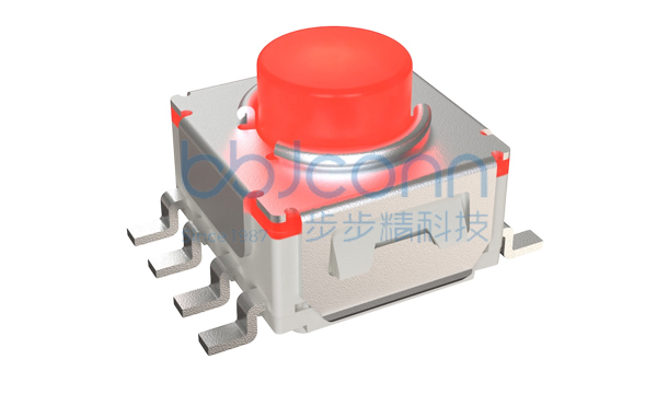 轻触开关 6.8x7.2x5.5 七脚贴片 带柱 带灯 200G