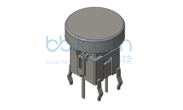 轻触开关 6x6x9.5 直插不锈钢弹片 260G 9.9黑色帽 蓝灯