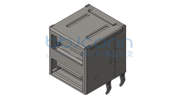 USB 2.0 AF 90度 双层 L=16.90 全包 弯脚 平口 PBT白胶 铁壳