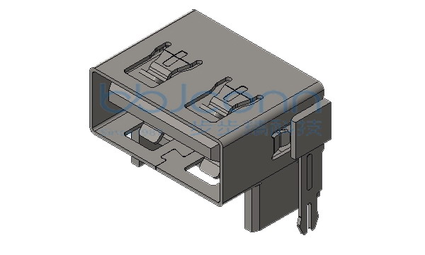 USB 2.0 A母 90度 DIP LCP黑胶 平口 铜壳 后两脚插 直脚 垫高款 L=10.0 H=9.80 盒装