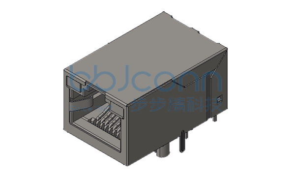 网络接口 RJ45 1x1 10P8C 90度 L=25.30 千兆滤波 带灯 左绿右黄 无弹 全包 带屏蔽 端子DIP 盒装