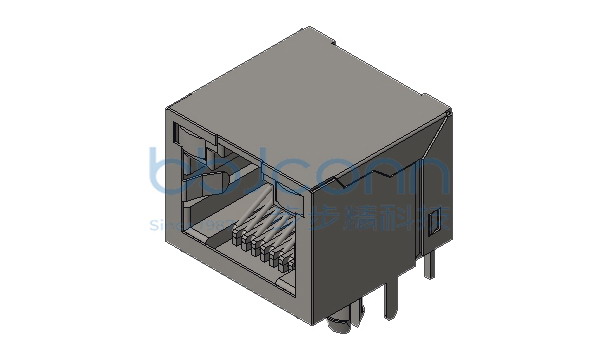 网络接口 RJ45 56LED 1x1 8P8C 90度 L=15.80 带灯 左绿右黄 无弹 全包 DIP 盒装