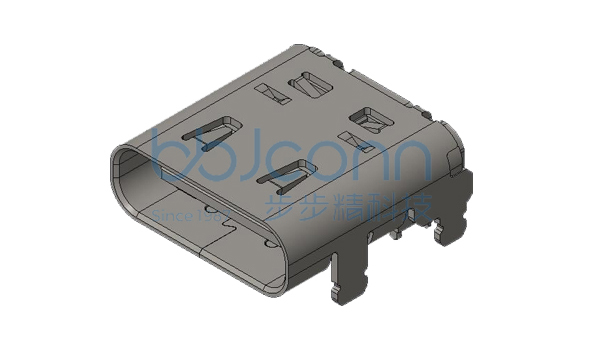 U4 40G速率 TYPE-C 24P 母座 有后盖 单壳板上四脚插带柱 SMT 外壳脚长1.20 L=9.17 CH1.57 编带
