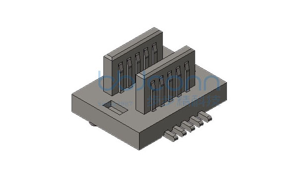 板对板连接器 公头 0.5-2x5P 双槽 合高H=4.0 SMT 带柱 (LB210-G10P-ROR)