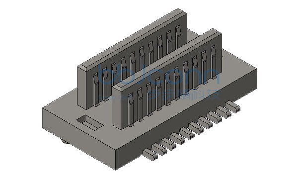 板对板连接器 公座 0.5-2x10P 双槽 合高H=4.0 SMT 带柱 (LB210-G20P-ROR)