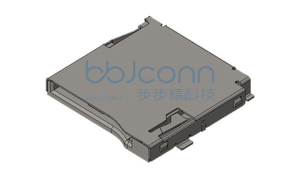 TF 卡座 外焊 9P H=1.90 端子SMT 带柱 不锈钢外壳 平脚镀镍  LCP黑胶 编带