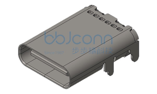 TYPE-C 16P 板上四脚插 带柱 端子SMT 无弹片 L=11.7 CH=1.68 编带
