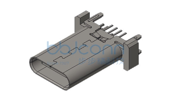TYPE-C 16P 母座 直立式 四脚插 端子DIP H=13.70 编带