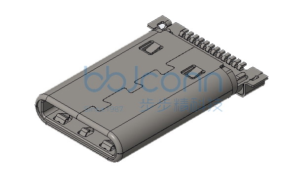 TYPE-C 12P 公头 两脚贴片 沉板0.95 L=13.60  外壳带弹 端子SMT