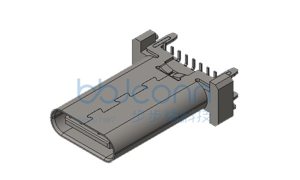 TYPE-C 16P 母座 直立式 四脚插 带柱 H=15.0 端子SMT 端子镀金GF 高导铜C7025 加盖编带