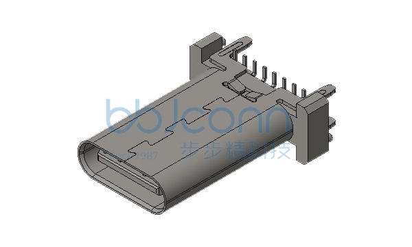 TYPE-C 16P 母座 直立式 四脚插 带柱 H=15.0 端子SMT 端子镀金3u 高导铜C7025 LCP橙胶 加盖编带