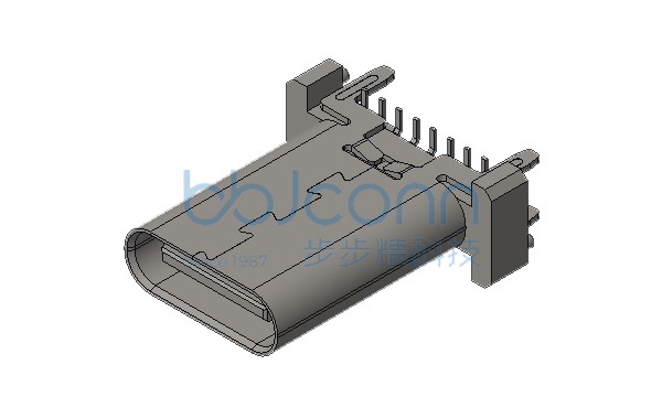 TYPE-C 16P 母座 直立式 四脚插 带柱 H=13.10 端子SMT 端子镀金3u 高导铜C7025 加盖编带
