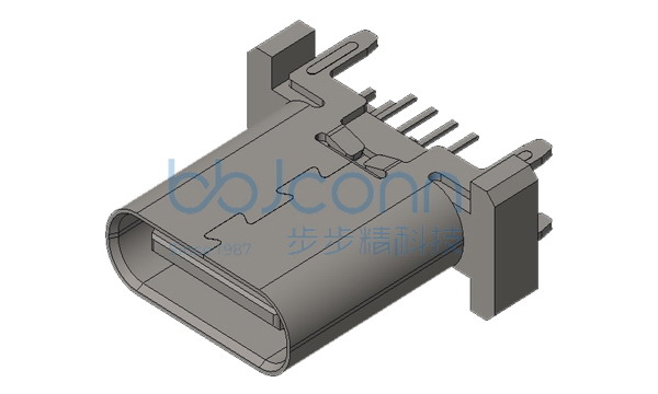 TYPE-C 16P 母座 直立式 四脚插 端子DIP H=10.50 编带