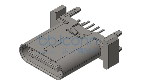 TYPE-C 16P 母座 直立式 四脚插 端子DIP H=10.0 PA9T橙胶 编带