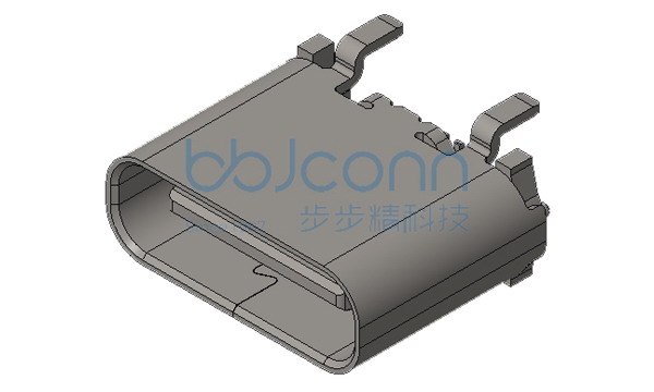 TYPE-C 16P 母座 直立式 四脚插 端子SMT 带柱 无弹 H=6.8 大脚（脚长1.35）编带