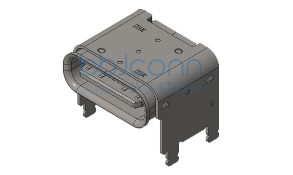 TYPE-C 16P 母座 90度 板上垫高3.0 四脚插 带柱 L=8.0 CH=4.58 脚长1.0（改模）