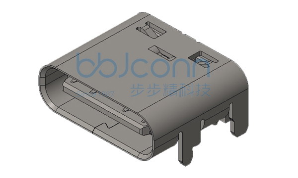 TYPE-C 16PIN 母座 L=7.35 CH=1.68 板上一体式 端子SMT (5A) 端子镀金30u