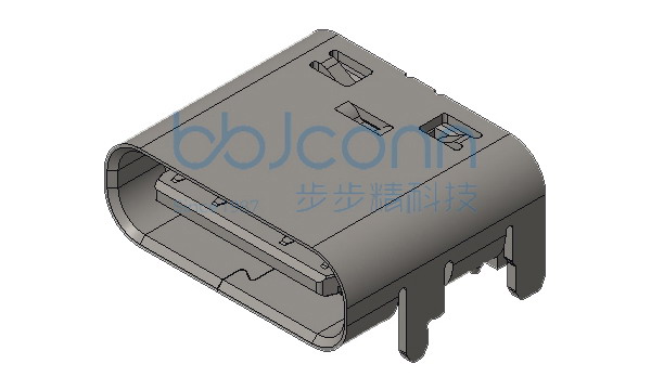 TYPE-C 16PIN 母座 L=7.35 CH=1.67 板上一体式 端子SMT (10A) 高导铜