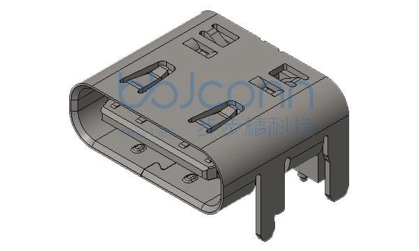 TYPE-C 16PIN 母座 L=7.35 CH=1.67 板上一体式 端子SMT (5A) 端子镀金30u 高导铜端子C7025