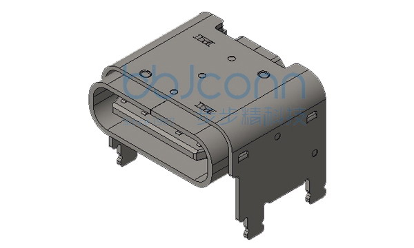 TYPE-C 16P 母座 板上四脚插 带柱 无翻边 端子SMT 垫高2.5 L=8.0 CH=4.05
