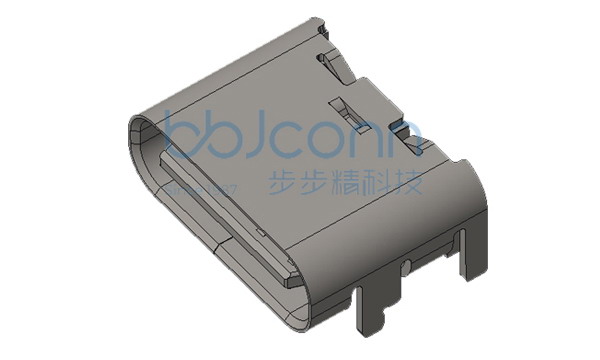 TYPE-C 6P 母座板上四脚插L=6.8 CH1.63 带中夹片 绿胶 SMT