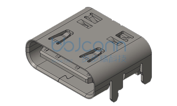 TYPE-C 16P 母座 板上一体式 带柱 端子SMT 外壳带弹 L=7.35 CH=1.68 5A LCP蓝胶