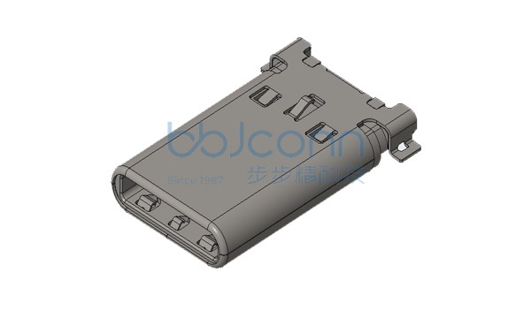 TYPE-C 12P 公头 两脚贴片 L=13.60 沉板0.95  外壳带弹 端子SMT 带盖 编带