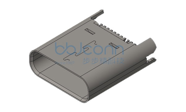 TYPE-C 24P 母座 直立式 夹板0.80 H=8.10 不锈钢外壳 LCP黑色 盒装