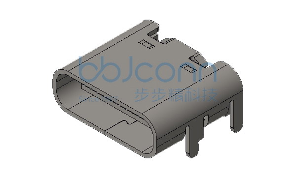 TYPE-C 6P 母座 板上四脚插 L=7.40 CH=1.63 端子SMT 带中夹片 编带