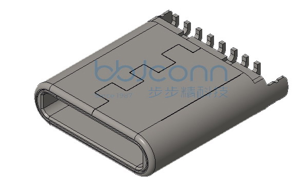 TYPE-C 2.0 公头 16P 立式贴片 短体 H=8.65 SMT 插板0.70 冲压外壳 袋装